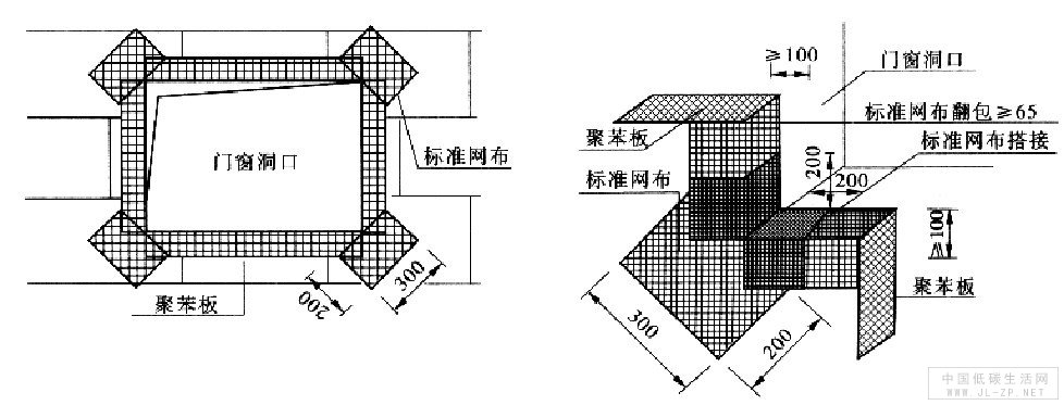 门窗洞口四角网格布的加强